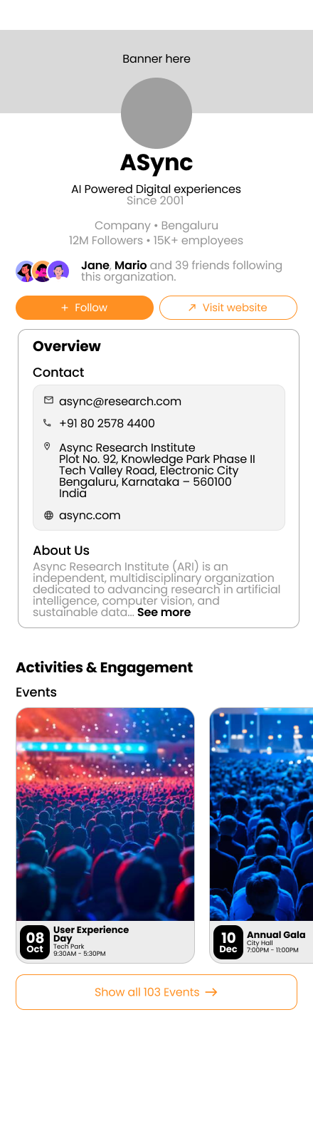 Organization Page