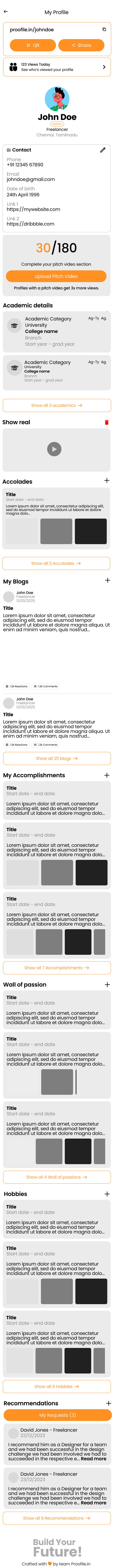 Profile Page Light Mode